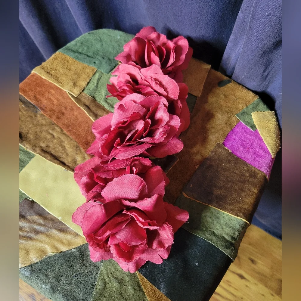 Red Fairy Rose Flower Crown! Elastic Headband! Like New!!